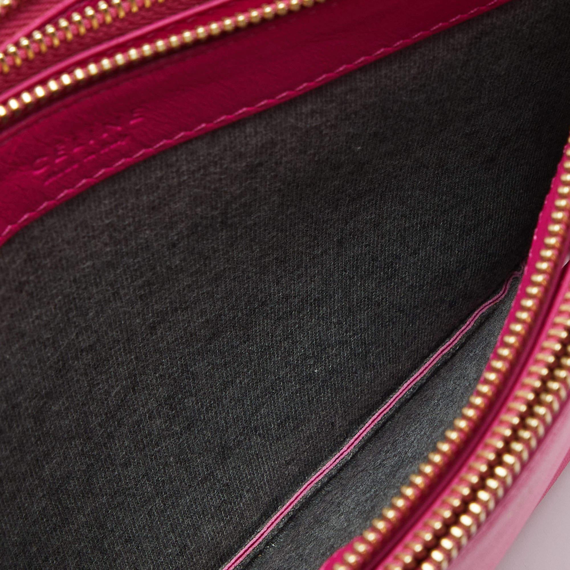 Celine Pink Leather Large Trio Zip Crossbody Bag For Sale 10