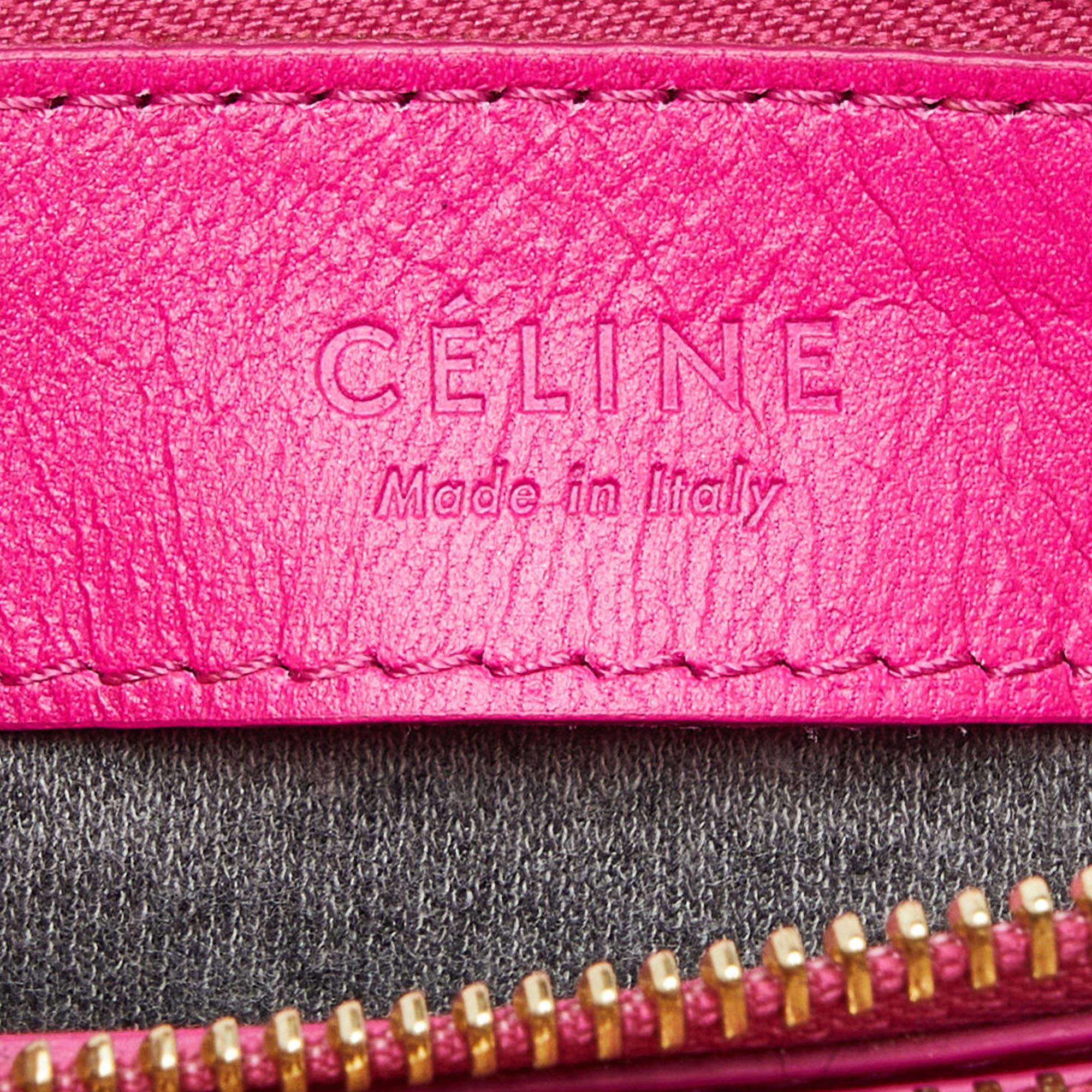 Celine Pink Leather Large Trio Zip Crossbody Bag For Sale 11