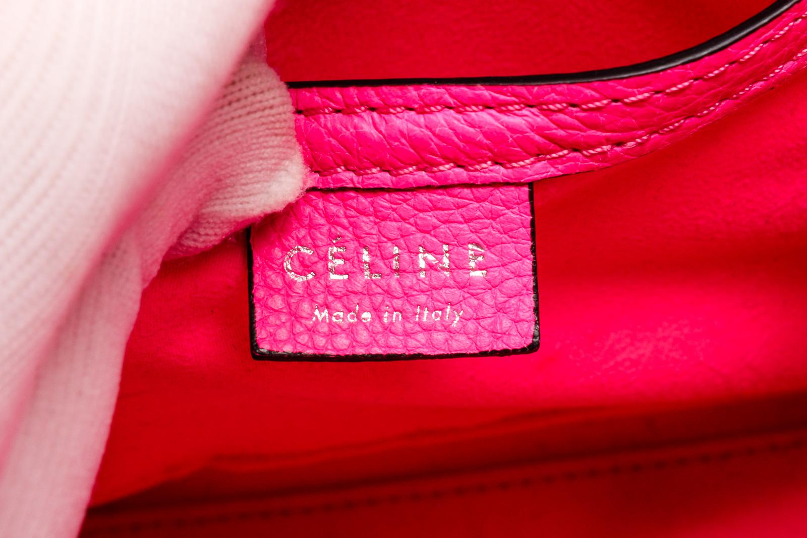 Céline Pink Leather Nano Luggage Tote Cross Body Bag In Good Condition In Irvine, CA