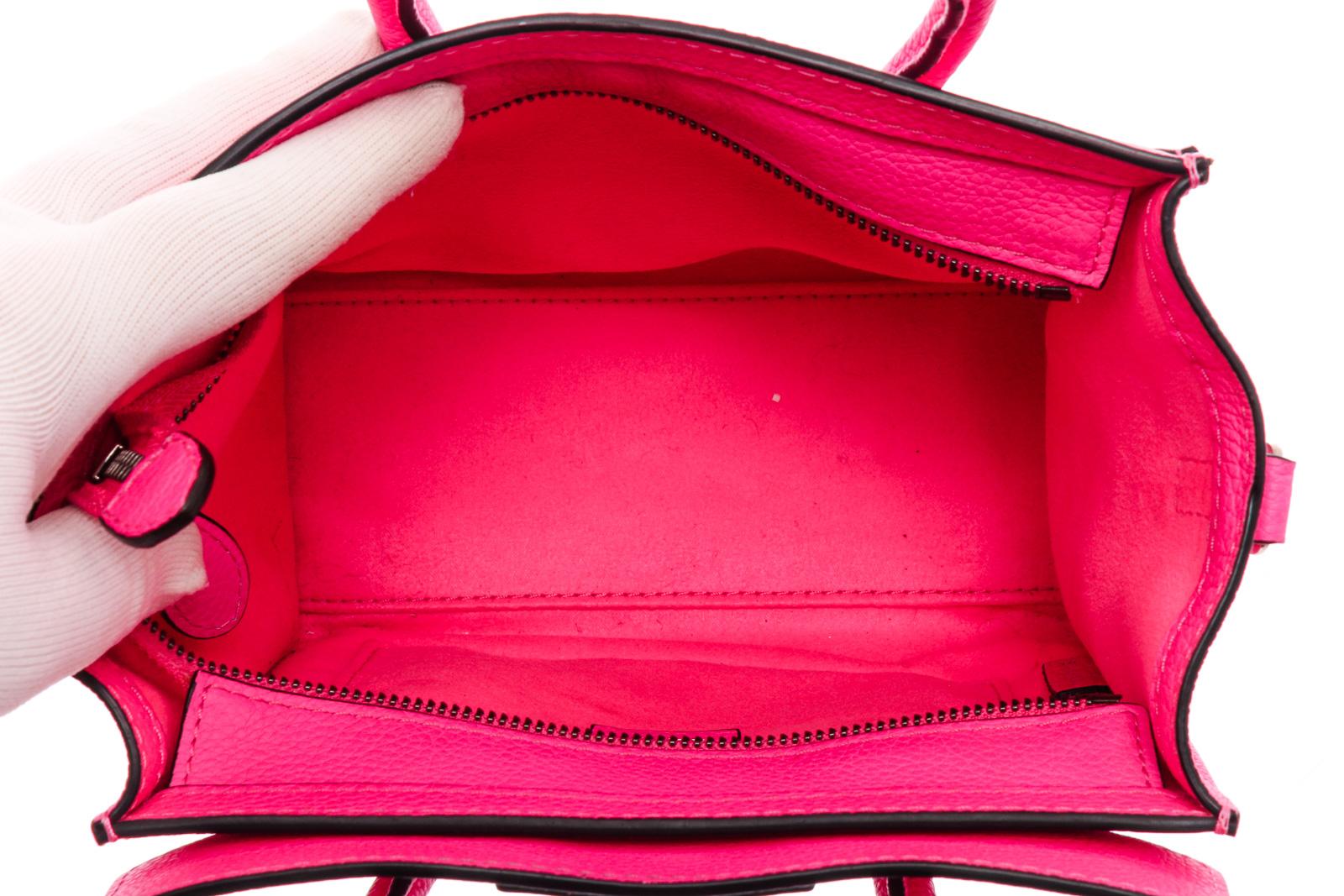 Céline Pink Leather Nano Luggage Tote Cross Body Bag 1
