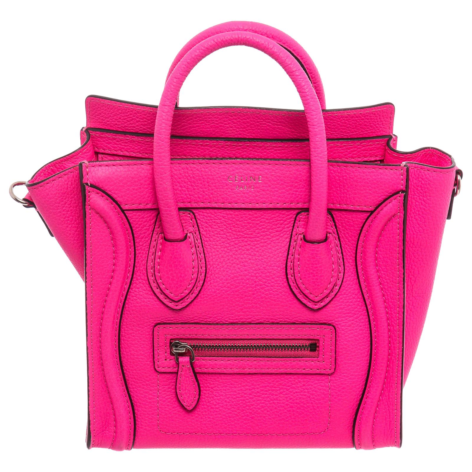 Céline Pink Leather Nano Luggage Tote Cross Body Bag