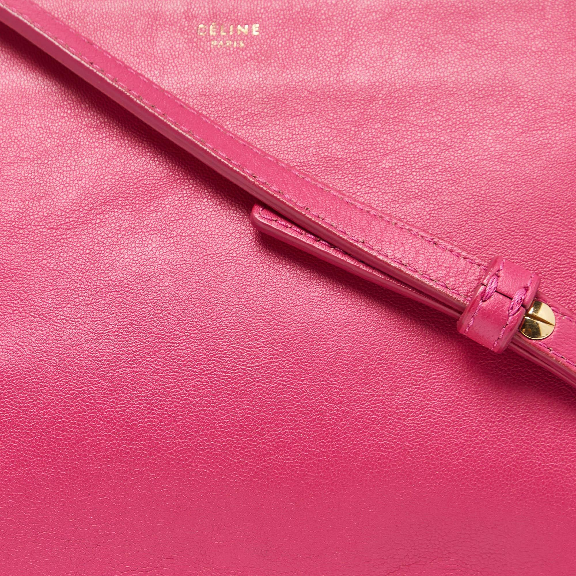 Celine Pink Leather Small Trio Crossbody Bag 1