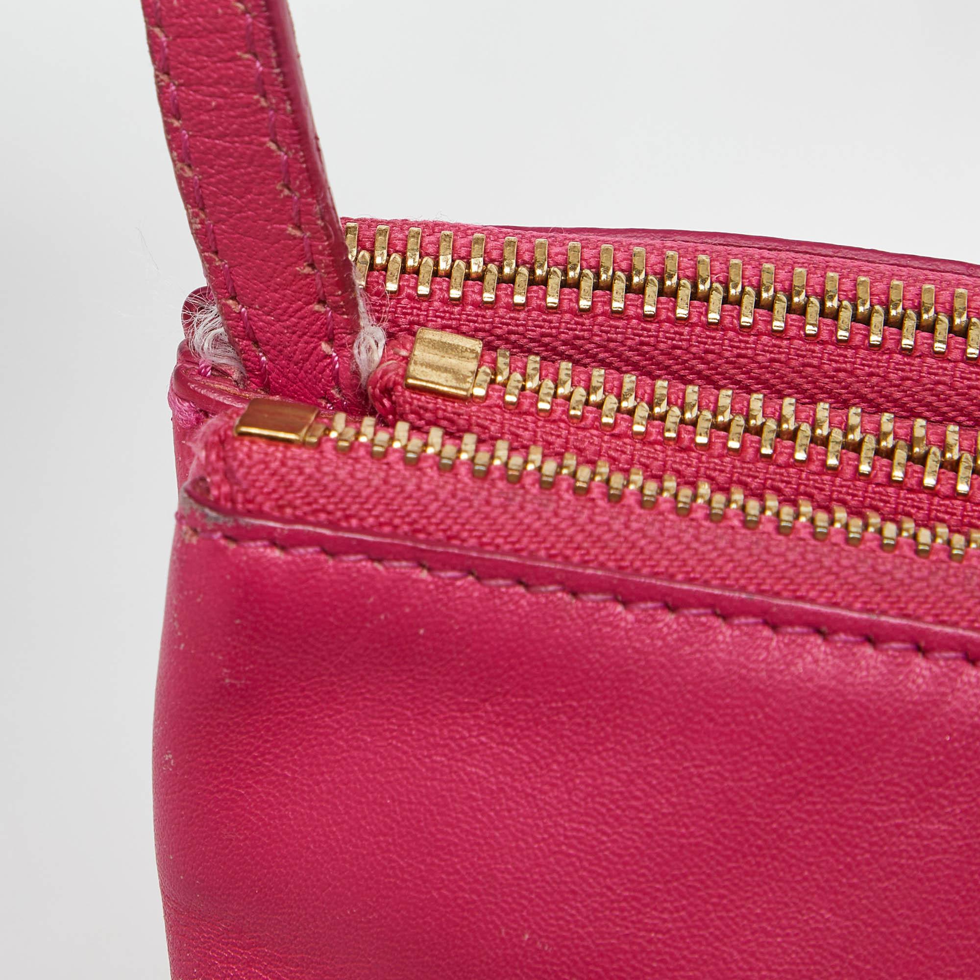 Celine Pink Leather Small Trio Crossbody Bag 2