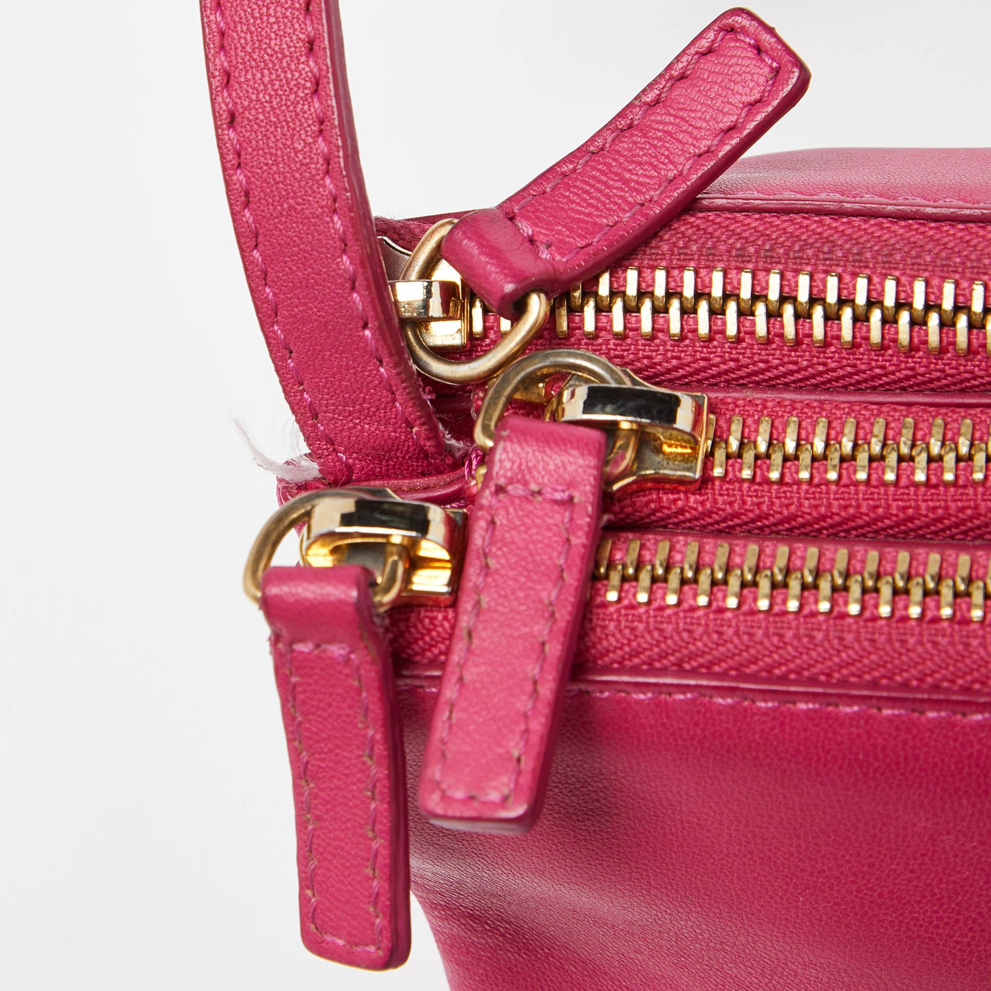 Celine Pink Leather Small Trio Crossbody Bag 3