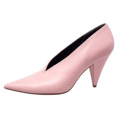 Celine Pink Leather V Neck Nappa Pumps Size 39