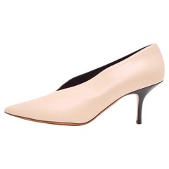 Celine Pink Leather V Neck Pointed Toe Pumps Size 38