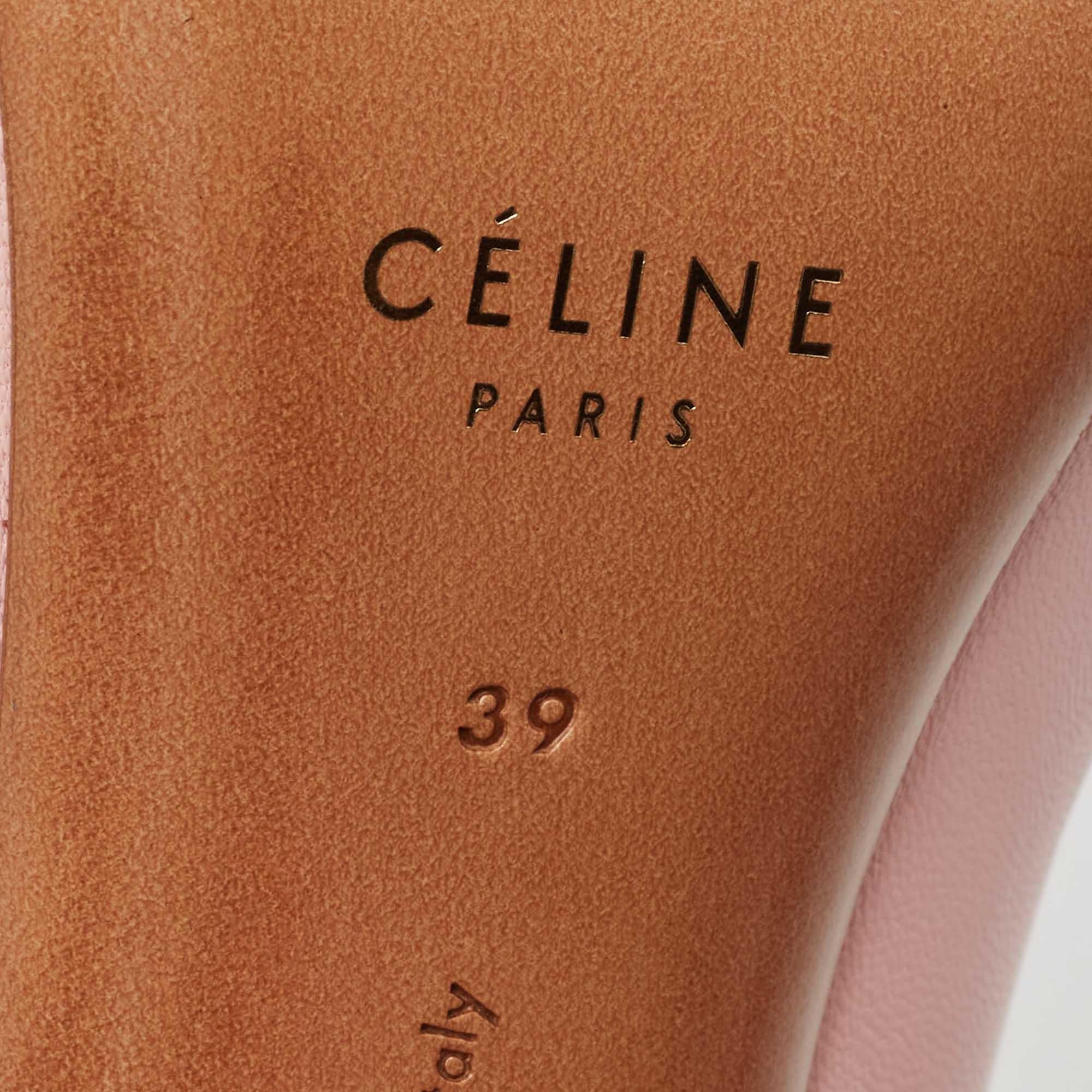 Celine Pink Leather V Neck Pointed Toe Pumps Size 39 3