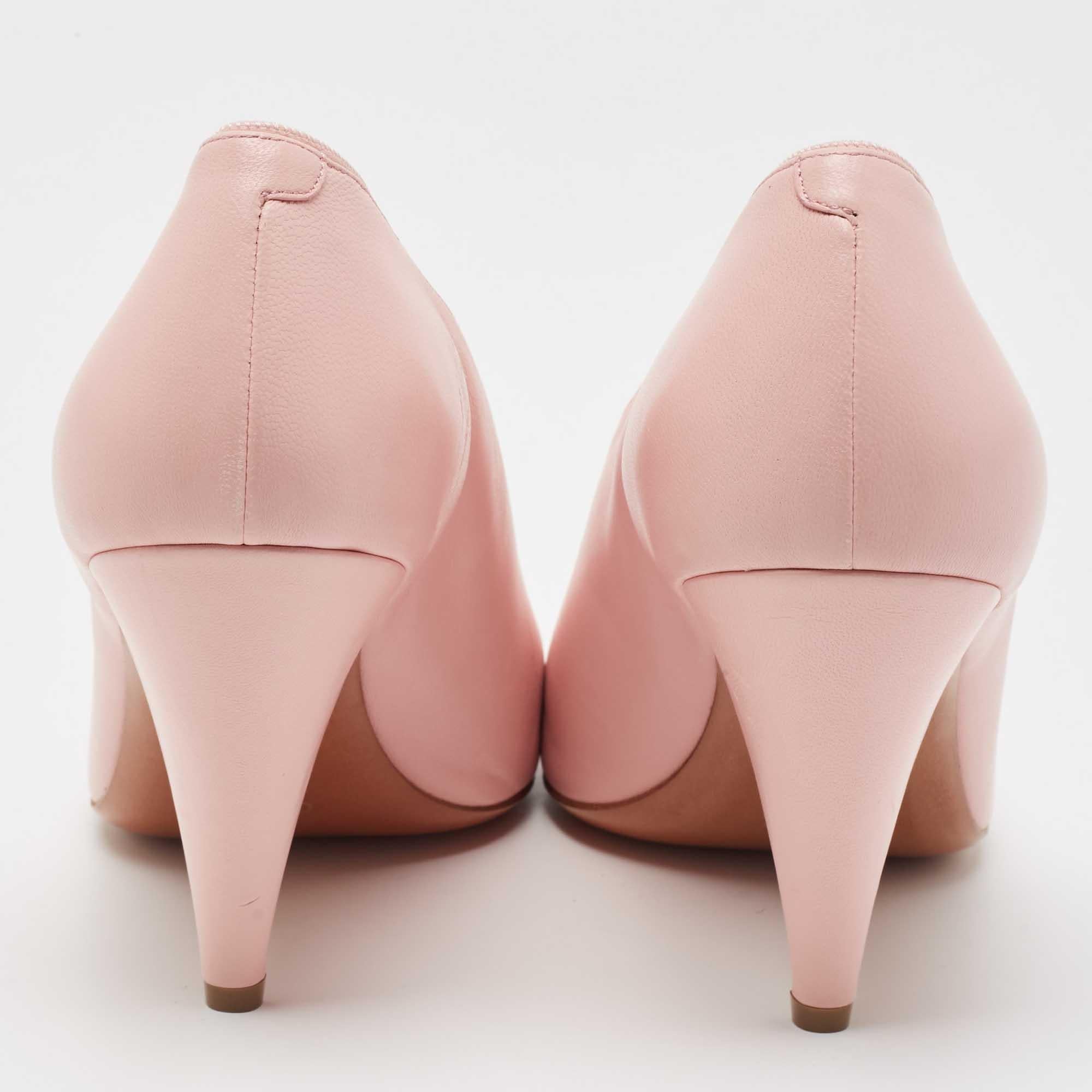 Celine Pink Leather V Neck Pointed Toe Pumps Size 39 5
