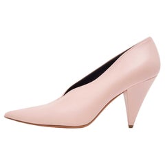 Celine Pink Leather V Neck Pointed Toe Pumps Size 39