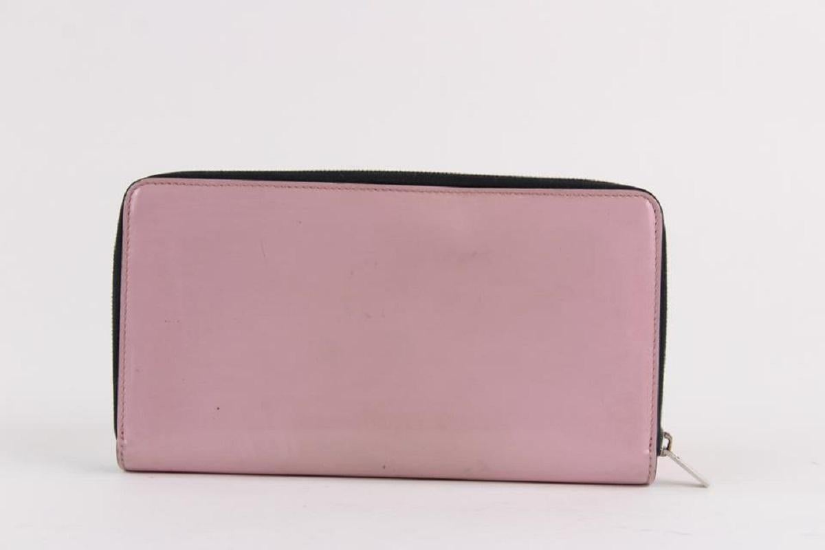 Céline Pink Patent Leather Continental Zip Around Wallet Zippy  L4CEL1221 In Good Condition For Sale In Dix hills, NY