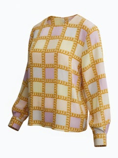 Celine Pink Printed Silk Blouse