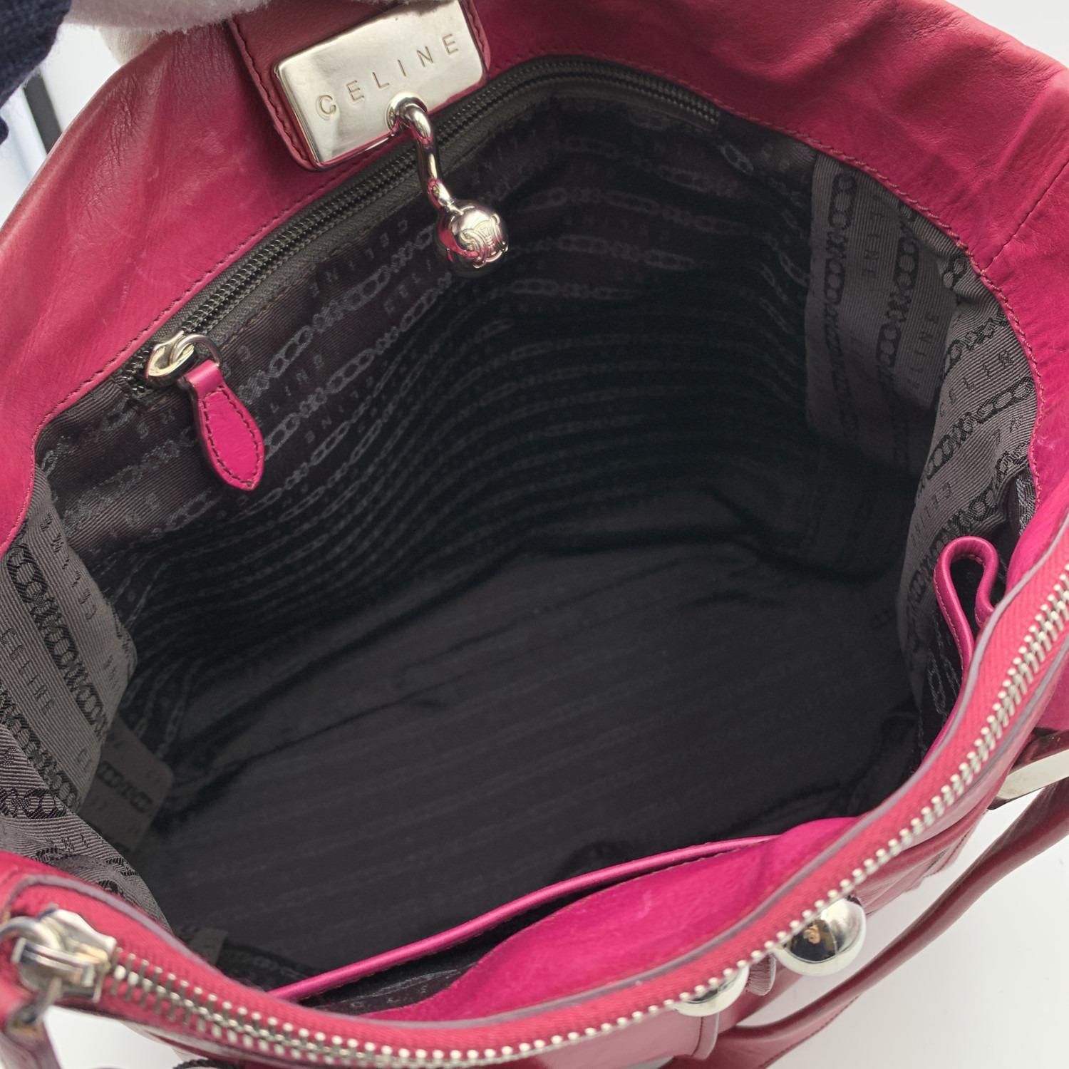 Celine Pink Purple Leather Tote Shoulder Bag with Spheres For Sale 2
