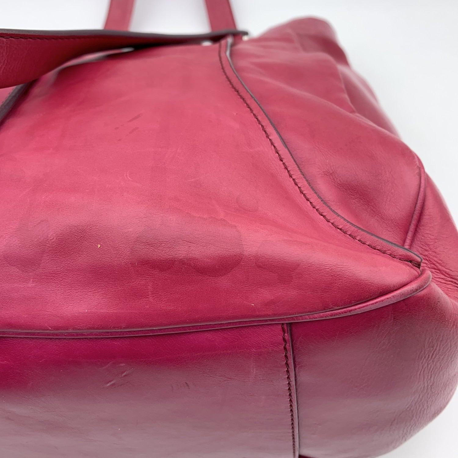 Celine - Sac fourre-tout porté épaule en cuir rose et violet avec sphères en vente 4