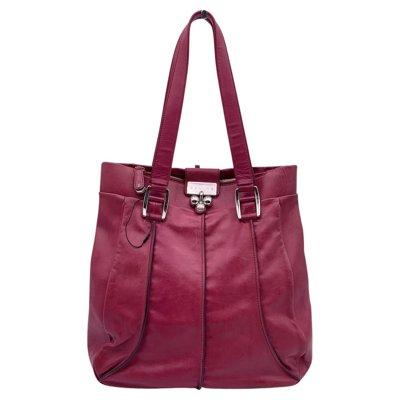 Celine Pink Purple Leather Tote Shoulder Bag with Spheres For Sale