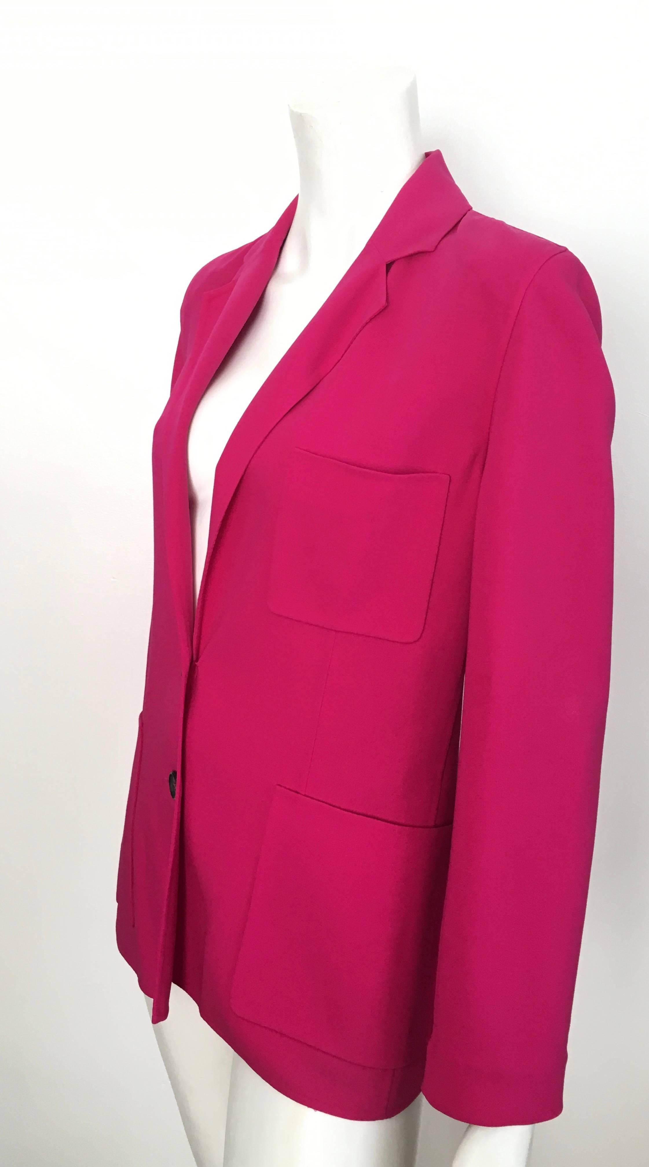 Celine Pink Wool Jacket with Pockets Size 8. For Sale 2