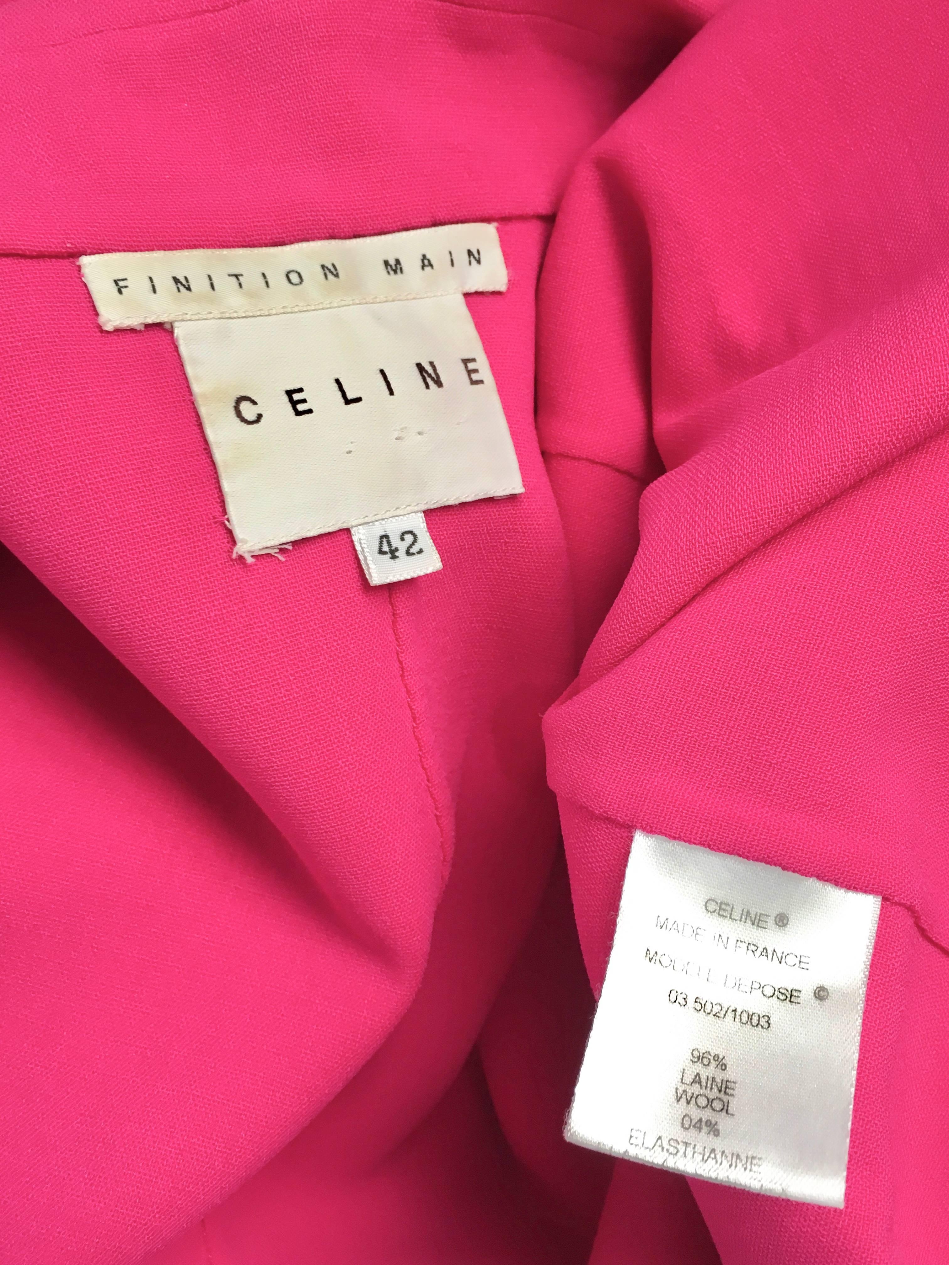 Celine Pink Wool Jacket with Pockets Size 8. For Sale 3