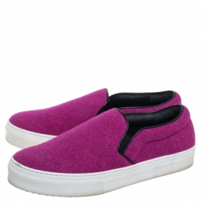 Celine Pink Wool Low Top Slip On Sneakers Size 39 In Good Condition For Sale In Dubai, Al Qouz 2