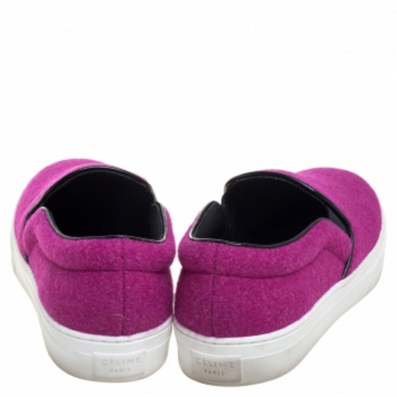 Celine Pink Wool Low Top Slip On Sneakers Size 39 For Sale 2