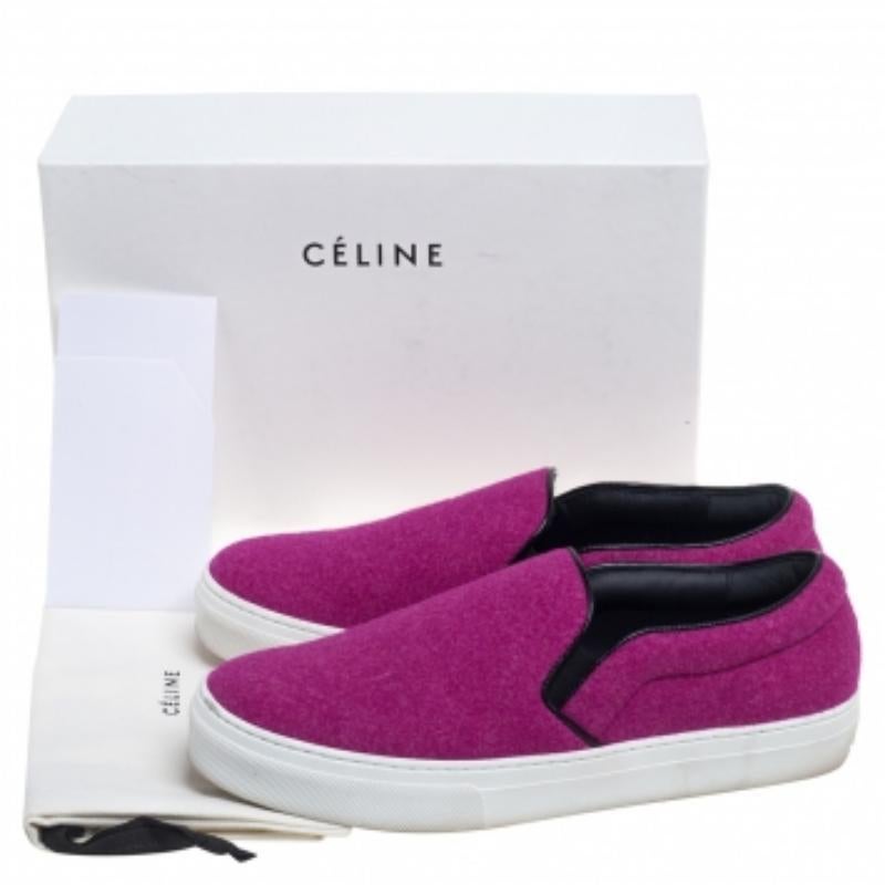 Celine Pink Wool Low Top Slip On Sneakers Size 39 For Sale 4