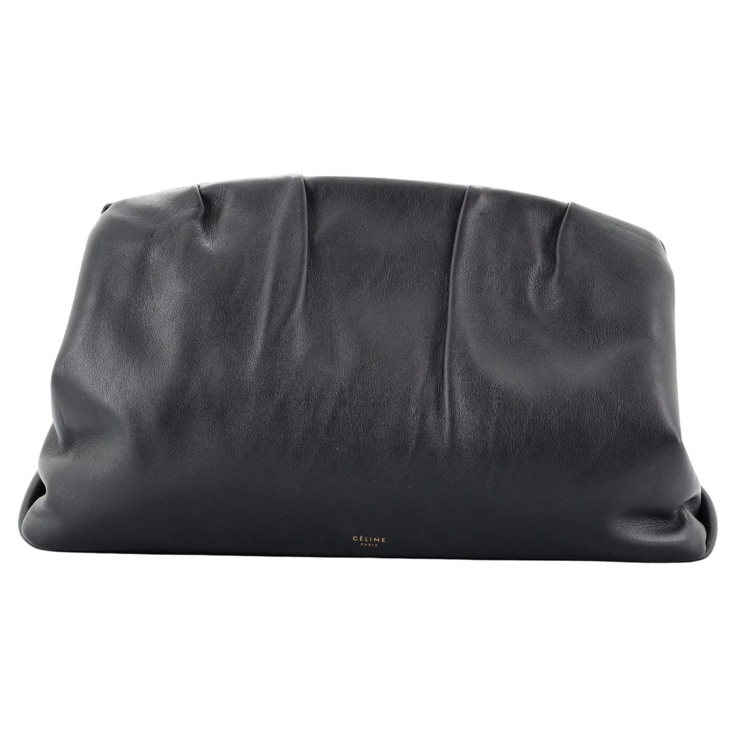 Celine Pleated French Lock Clutch Leather For Sale at 1stDibs