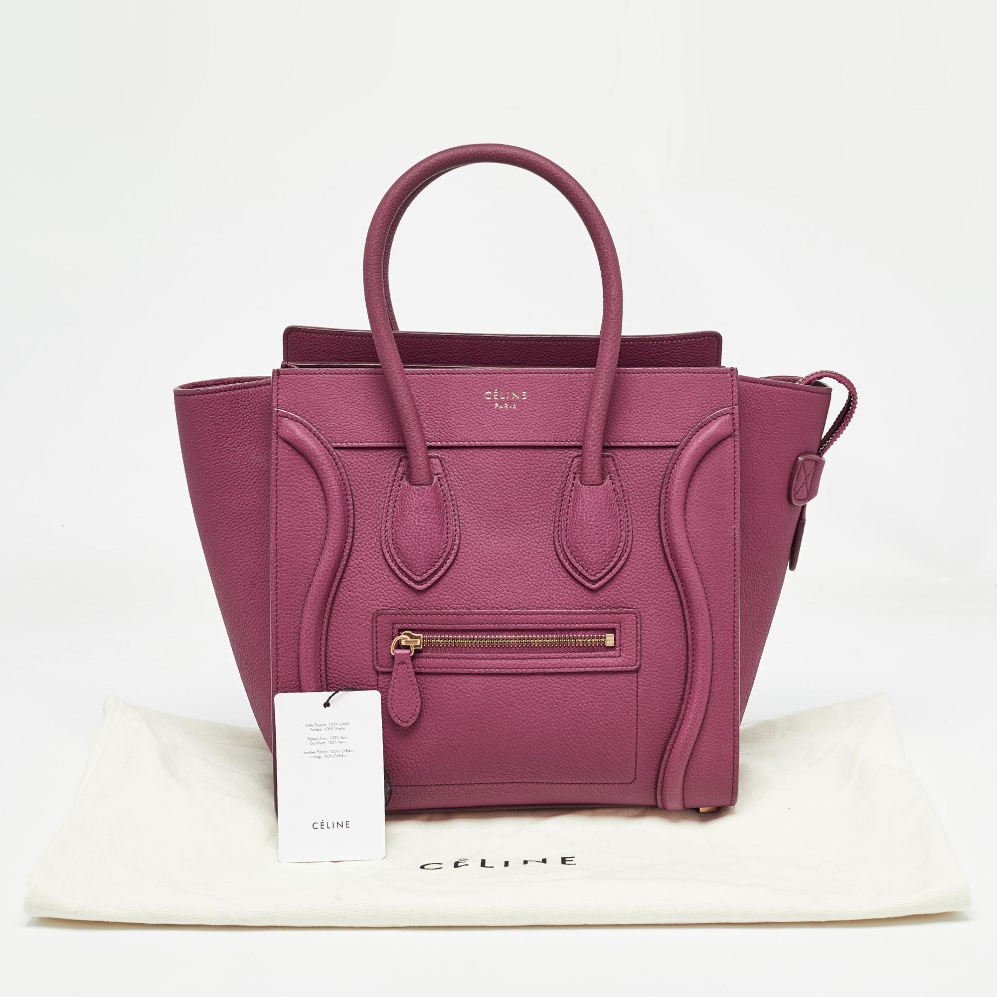 Celine Plum Leather Micro Luggage Tote 6