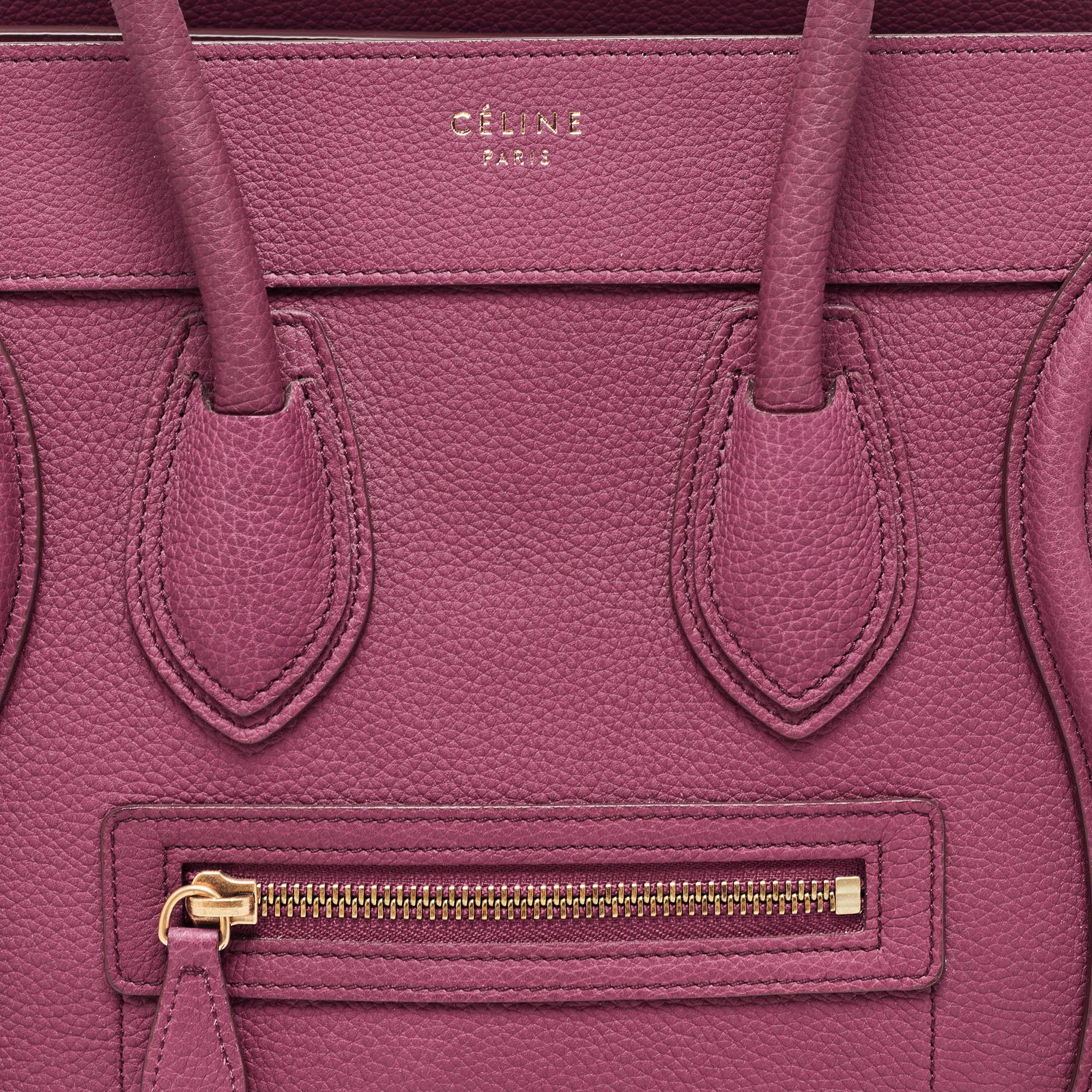 Celine Plum Leather Micro Luggage Tote 1