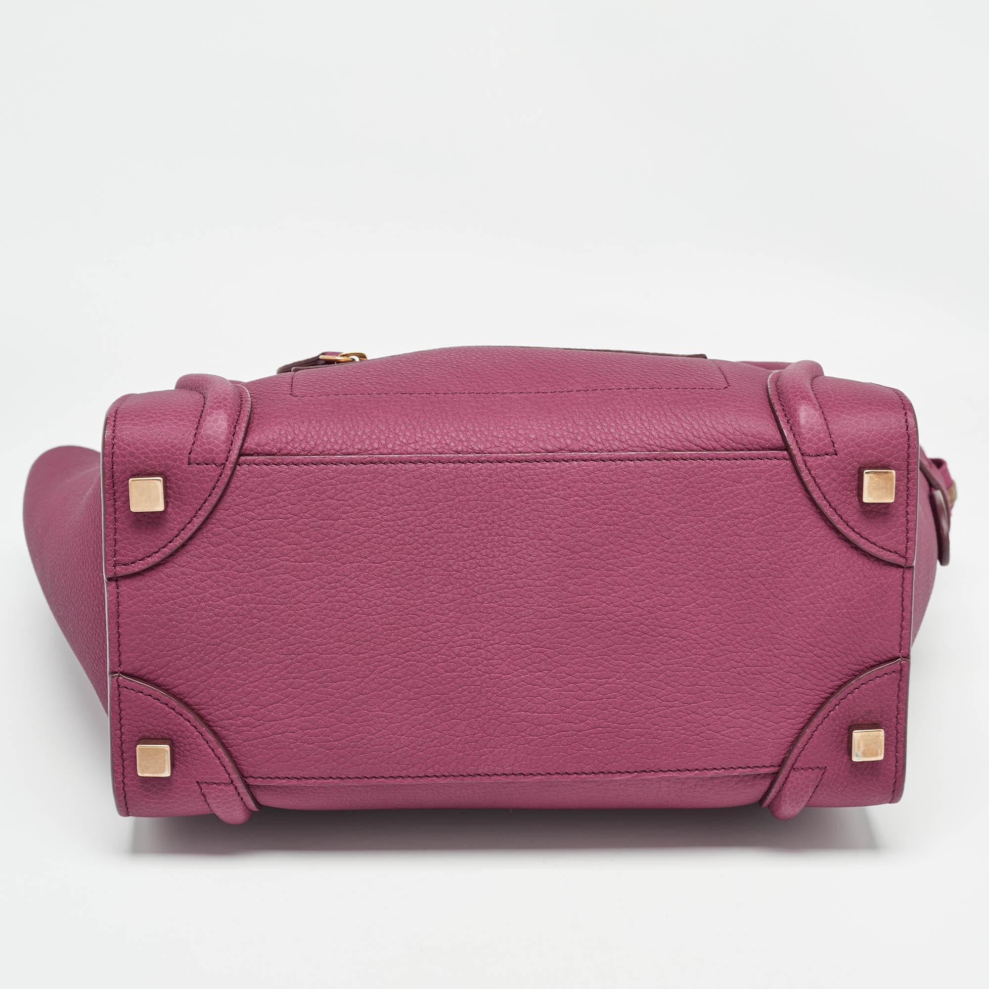 Celine Plum Leather Micro Luggage Tote 2
