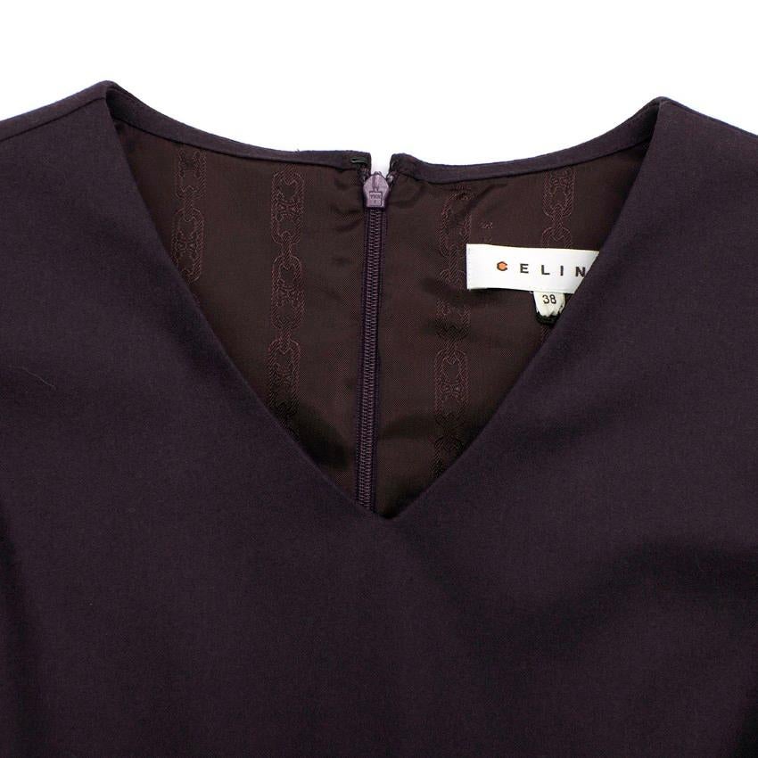 Celine Plum Purple Wool Blend Draped Dress - Size US 6 For Sale 1