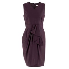 Celine Plum Purple Wool Blend Draped Dress - Size US 6
