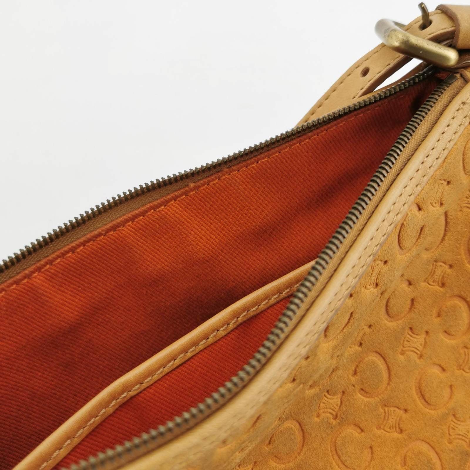 Celine Pochette Clutch Baguette Shoulder Bag Pumpkin Caramel Brown Suede Leather 8