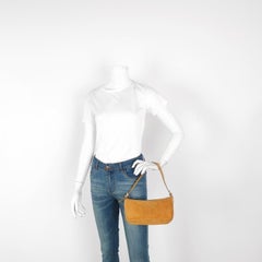 Celine Pochette Clutch Baguette Shoulder Bag Pumpkin Caramel Brown Suede Leather
