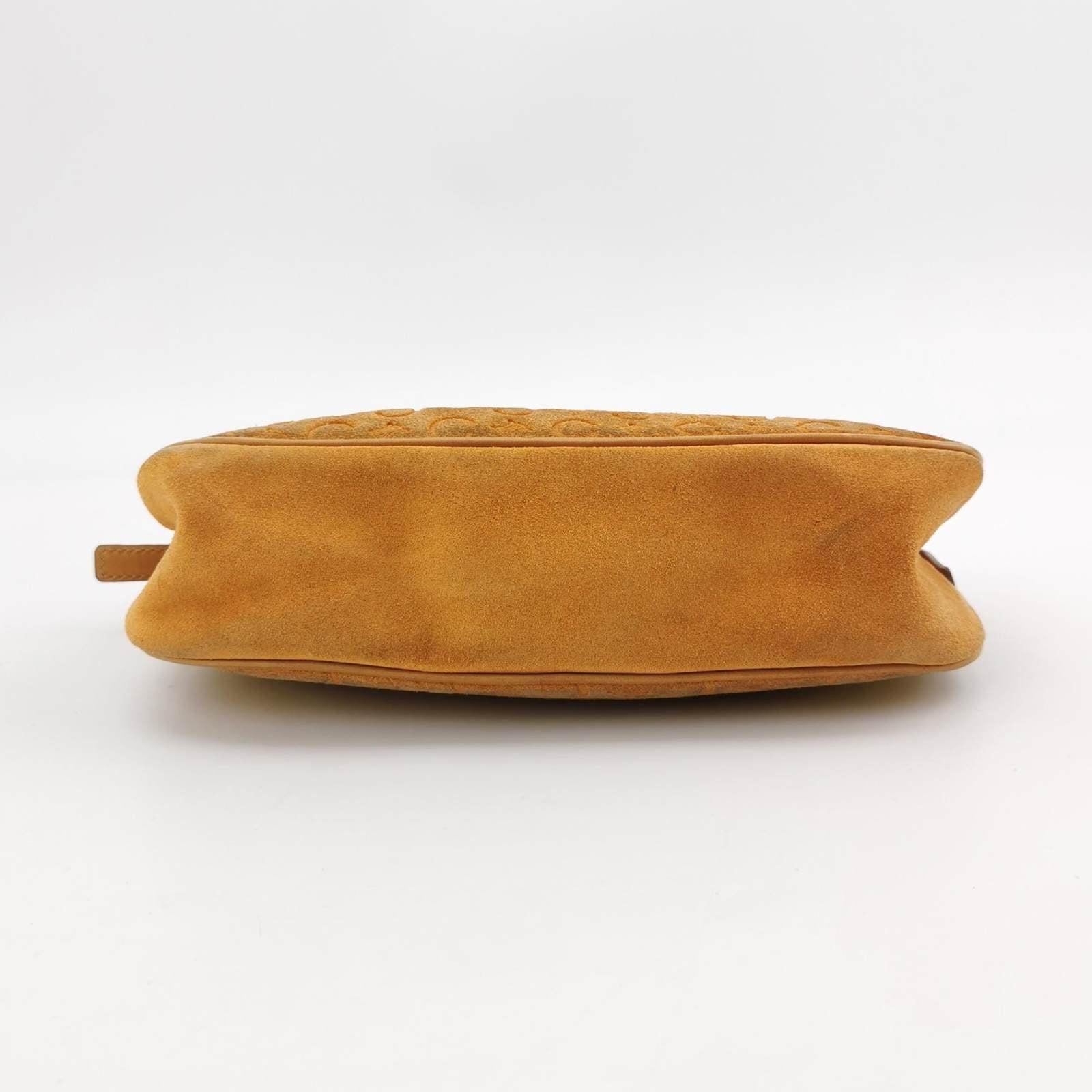 Celine Pochette Clutch Baguette Shoulder Bag Pumpkin Caramel Brown Suede Leather 1