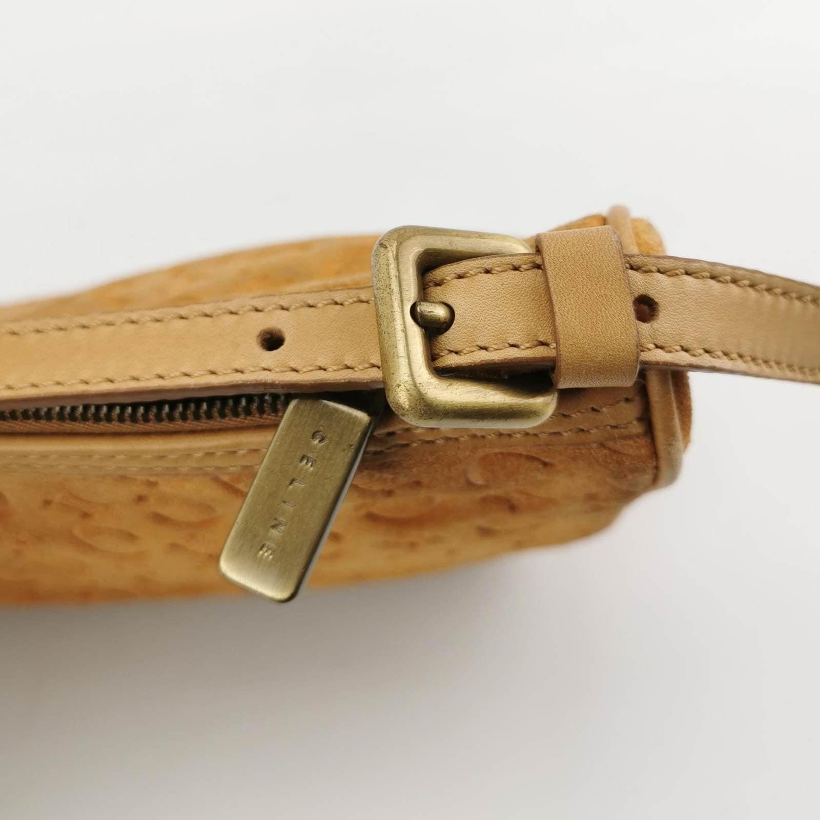 Celine Pochette Clutch Baguette Shoulder Bag Pumpkin Caramel Brown Suede Leather 4