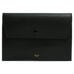 Céline Pochette Enveloppe Noir Phoebe Philo Black Matt Leather Clutch Bag Celine