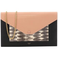 Celine Pocket Envelope Wallet on Chain Leather and Lizard Medium