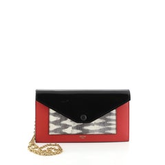 Celine Pocket Envelope Wallet On Chain Leather And Lizard Small 