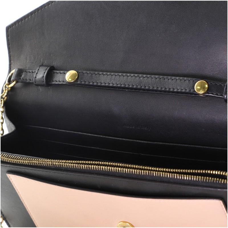 Black Celine Pocket Envelope Wallet on Chain Leather Large