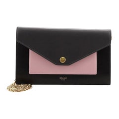 Celine Pocket Envelope Wallet on Chain Leather Large
