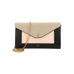 Celine Pocket Envelope Wallet on Chain Leather Large at 1stDibs