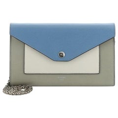 Celine Pocket Envelope Wallet on Chain Leather Large