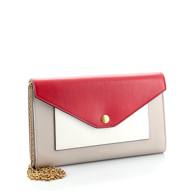 Celine Pocket Envelope Wallet on Chain Leather Medium at 1stDibs