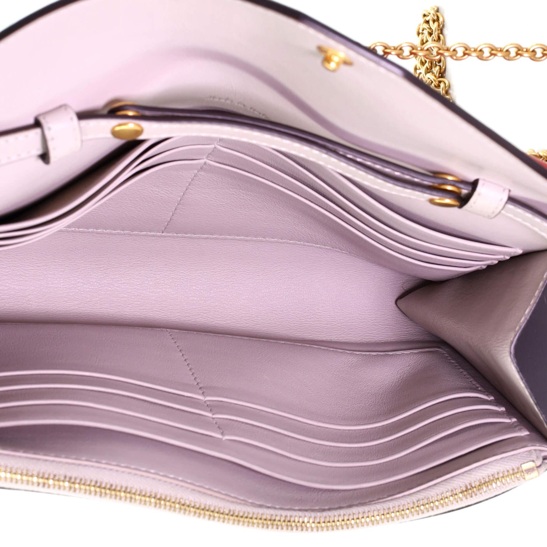 Beige Celine Pocket Envelope Wallet on Chain Leather Medium