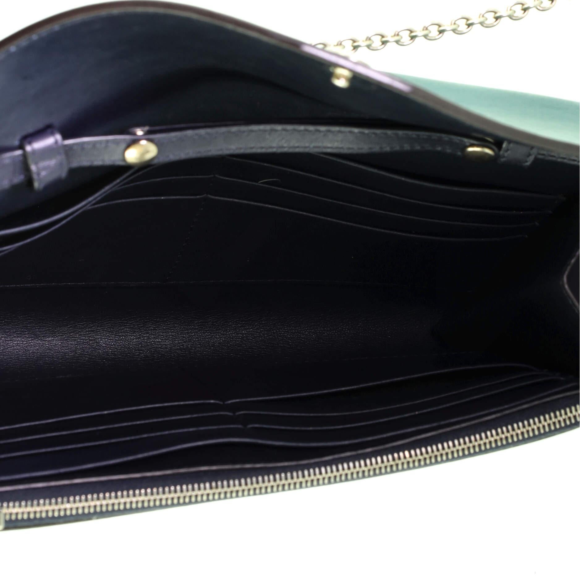 Black Celine Pocket Envelope Wallet on Chain Leather Medium