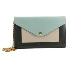 Celine Pocket Envelope Wallet on Chain Leather Medium