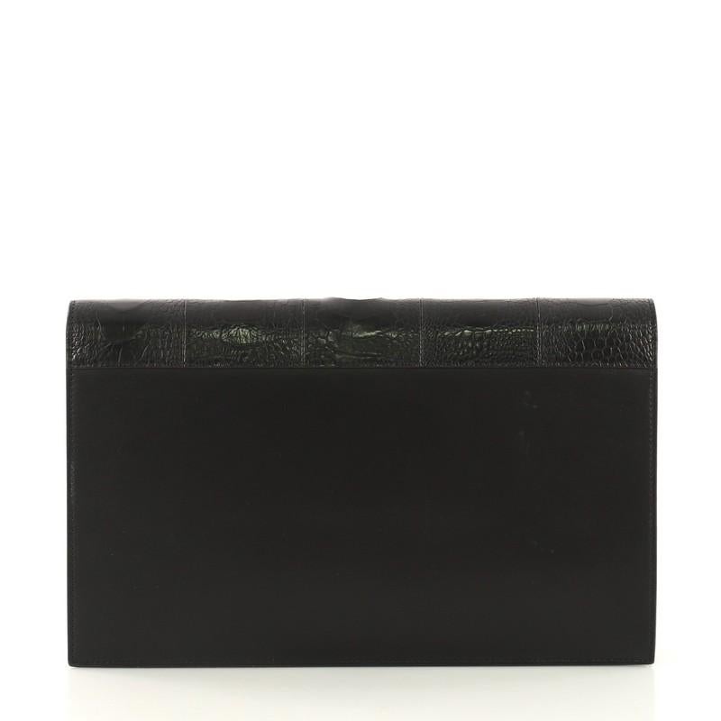 Black Celine Pocket Envelope Wallet on Chain Ostrich with Leather and Suede Medium