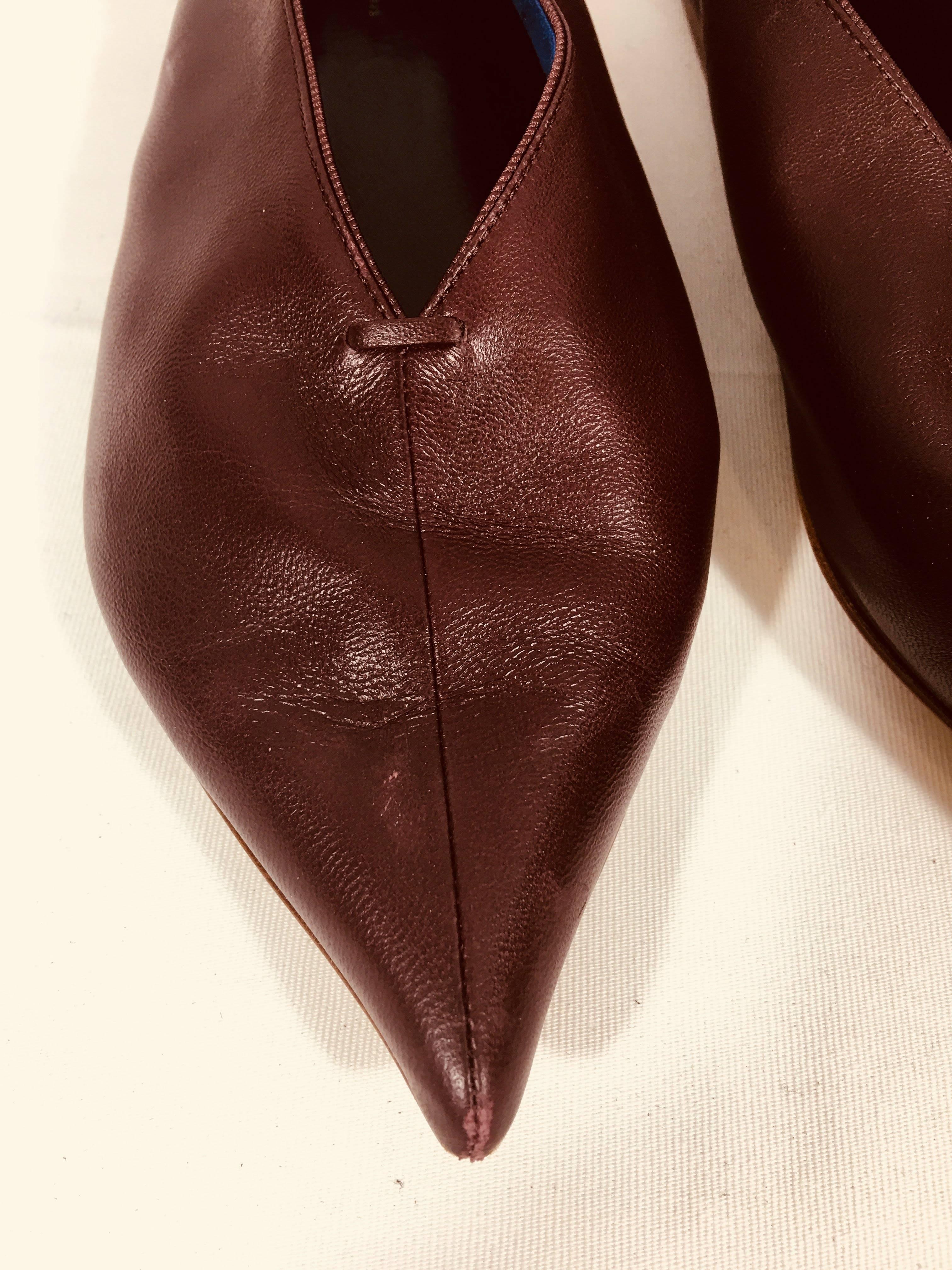 Celine Pointed Leather Flats In Excellent Condition In Bridgehampton, NY