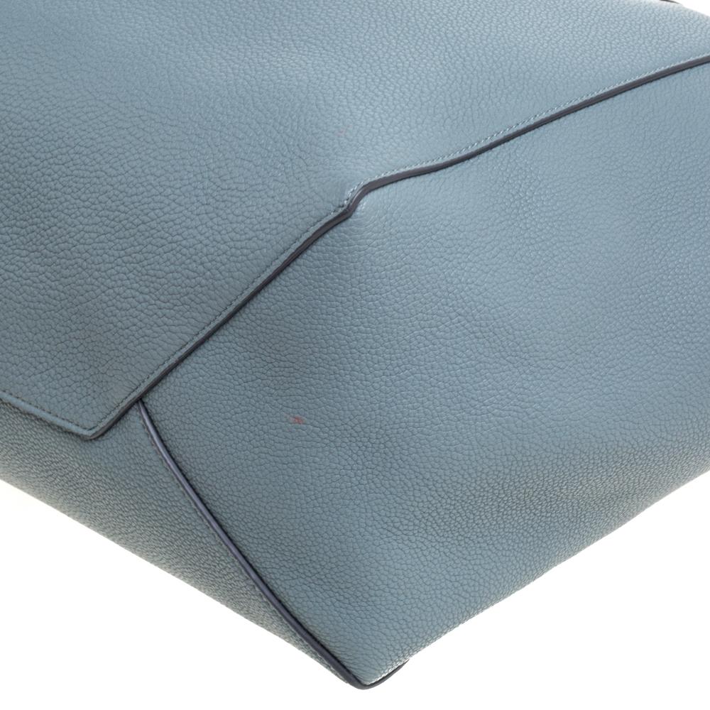 Celine Powder Blue Soft Grained Leather Small Cabas Phantom Tote In Good Condition In Dubai, Al Qouz 2