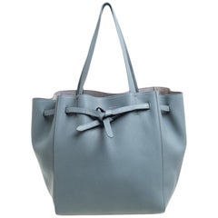 Celine Puderblau Weiches genarbtes Leder Kleine Cabas Phantom Tote