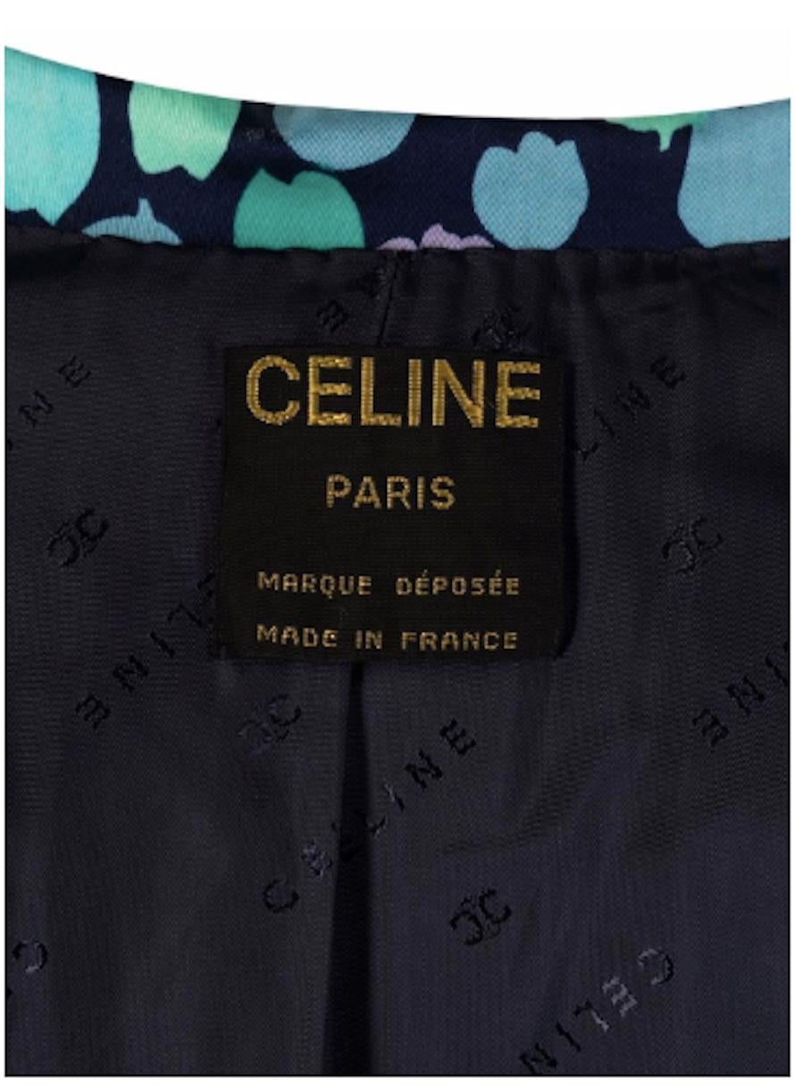  Celine Printed Cotton Blazer Jacket In Good Condition For Sale In Paris, FR