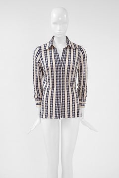 Céline Printed Silk Jersey Day Shirt Blouse